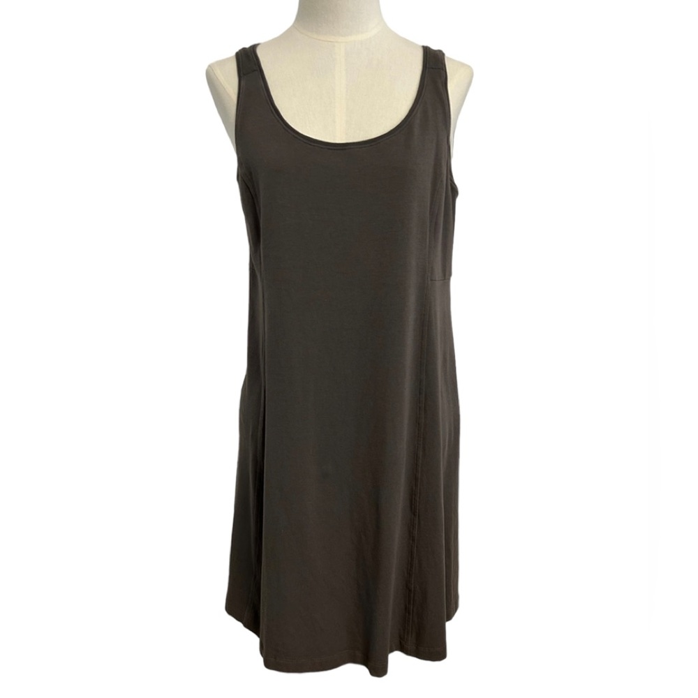 Eileen Fisher taupe‎ gray organic cotton tank summer dress petite medium.